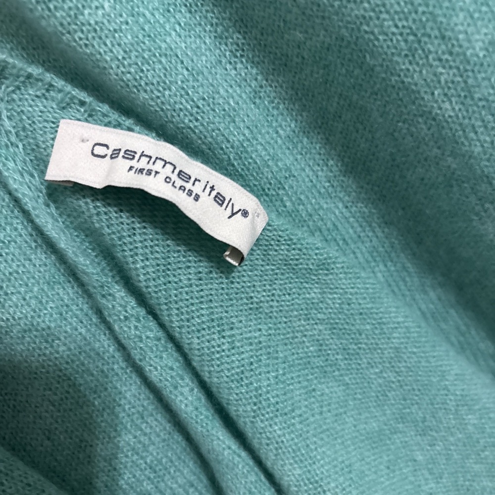 Blue Green 100% Cashmere Shawl Pashmina Stole Wrap Cashmeritaly First Class - Picture 4 of 4